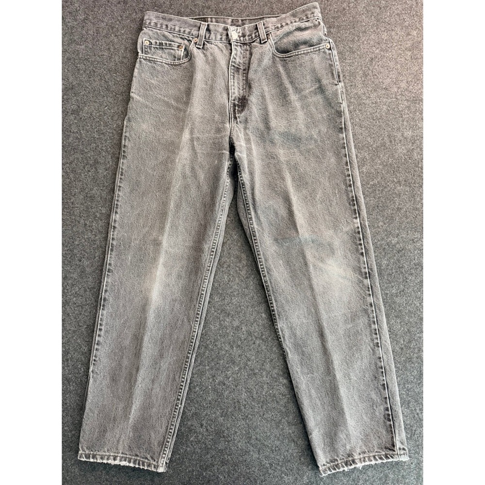 Vintage Levis 901 Jeans Mens 34x30 Black Faded Relaxed Straight Leg 90s Y2K